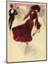 Glamorous Young Woman in Red Catches the Eye of a Nearby Chap-Minartz-Mounted Art Print