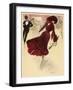 Glamorous Young Woman in Red Catches the Eye of a Nearby Chap-Minartz-Framed Art Print