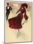 Glamorous Young Woman in Red Catches the Eye of a Nearby Chap-Minartz-Mounted Art Print