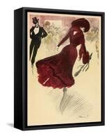 Glamorous Young Woman in Red Catches the Eye of a Nearby Chap-Minartz-Framed Stretched Canvas
