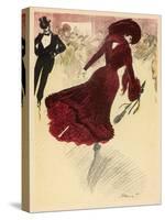 Glamorous Young Woman in Red Catches the Eye of a Nearby Chap-Minartz-Stretched Canvas