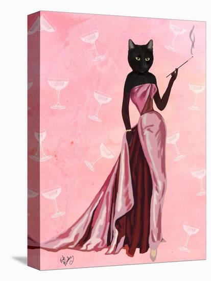Glamour Cat in Pink-Fab Funky-Stretched Canvas