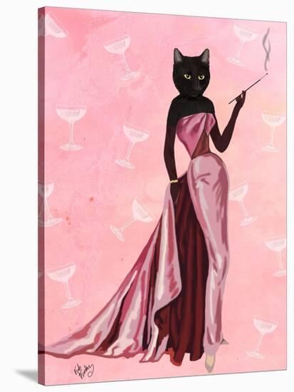 Glamour Cat in Pink-Fab Funky-Stretched Canvas