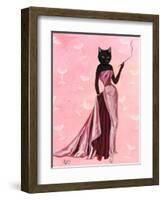 Glamour Cat in Pink-Fab Funky-Framed Art Print