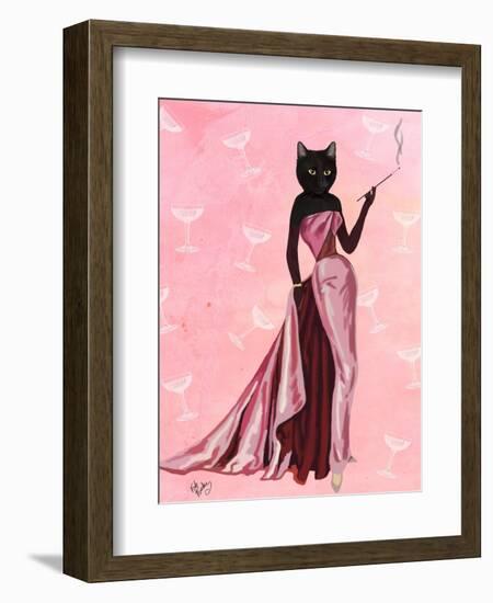 Glamour Cat in Pink-Fab Funky-Framed Art Print