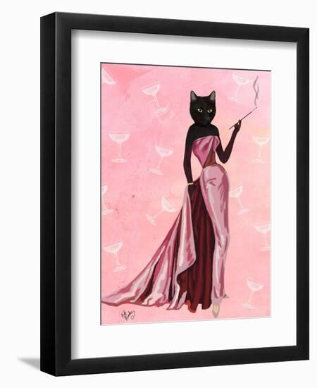 Glamour Cat in Pink-Fab Funky-Framed Art Print