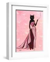 Glamour Cat in Pink-Fab Funky-Framed Art Print