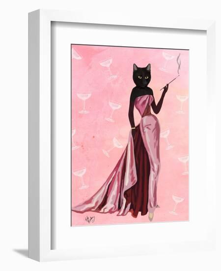 Glamour Cat in Pink-Fab Funky-Framed Art Print