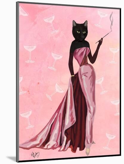 Glamour Cat in Pink-Fab Funky-Mounted Art Print