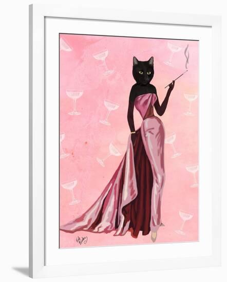 Glamour Cat in Pink-Fab Funky-Framed Art Print