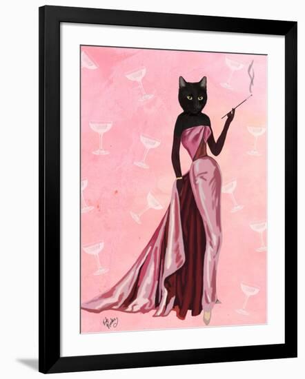 Glamour Cat in Pink-Fab Funky-Framed Art Print