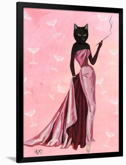 Glamour Cat in Pink-Fab Funky-Framed Art Print