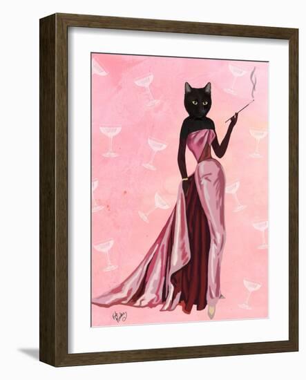 Glamour Cat in Pink-Fab Funky-Framed Art Print