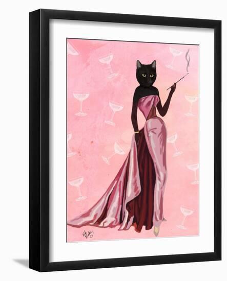 Glamour Cat in Pink-Fab Funky-Framed Art Print
