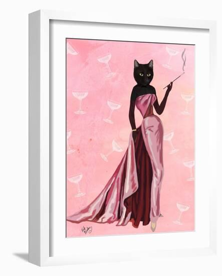 Glamour Cat in Pink-Fab Funky-Framed Art Print