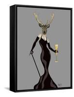 Glamour Deer in Black-Fab Funky-Framed Stretched Canvas