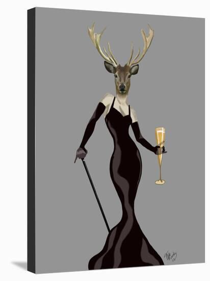 Glamour Deer in Black-Fab Funky-Stretched Canvas