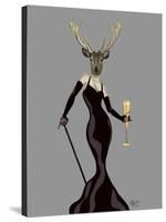 Glamour Deer in Black-Fab Funky-Stretched Canvas