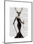 Glamour Deer in Black-Fab Funky-Mounted Art Print