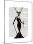 Glamour Deer in Black-Fab Funky-Mounted Art Print