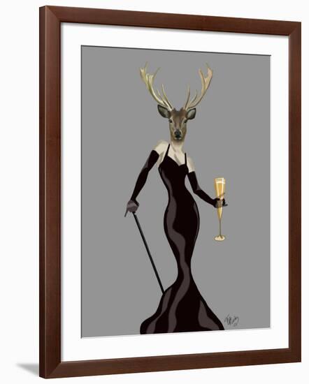 Glamour Deer in Black-Fab Funky-Framed Art Print