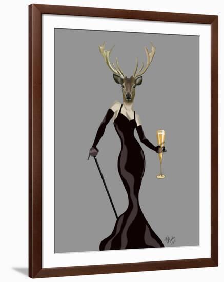 Glamour Deer in Black-Fab Funky-Framed Art Print