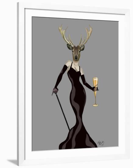 Glamour Deer in Black-Fab Funky-Framed Art Print