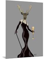 Glamour Deer in Black-Fab Funky-Mounted Art Print