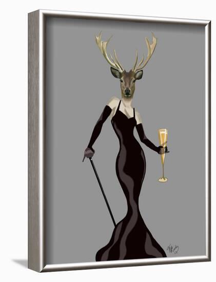 Glamour Deer in Black-Fab Funky-Framed Art Print