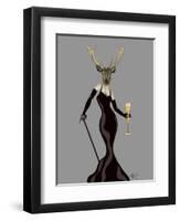 Glamour Deer in Black-Fab Funky-Framed Art Print