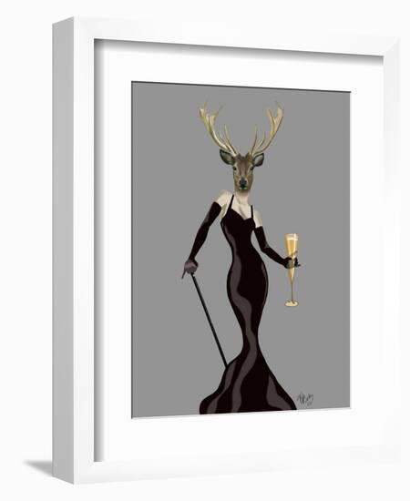 Glamour Deer in Black-Fab Funky-Framed Art Print