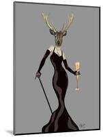 Glamour Deer in Black-Fab Funky-Mounted Art Print