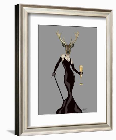 Glamour Deer in Black-Fab Funky-Framed Art Print