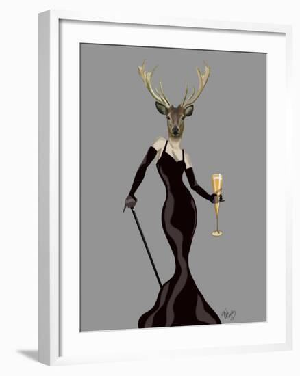 Glamour Deer in Black-Fab Funky-Framed Art Print