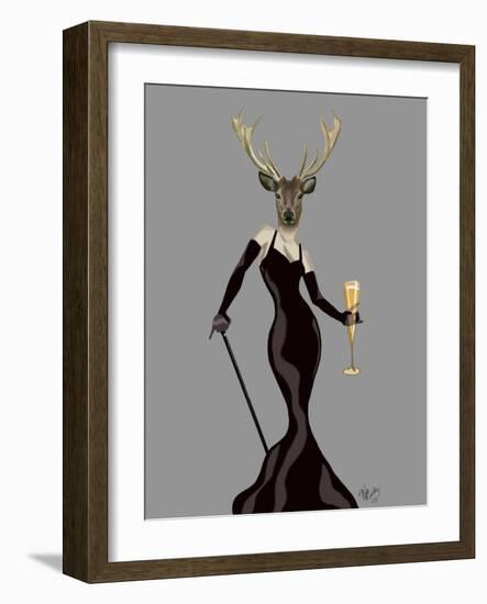 Glamour Deer in Black-Fab Funky-Framed Art Print