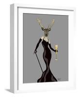 Glamour Deer in Black-Fab Funky-Framed Art Print