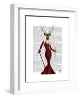 Glamour Deer in Marsala-Fab Funky-Framed Art Print