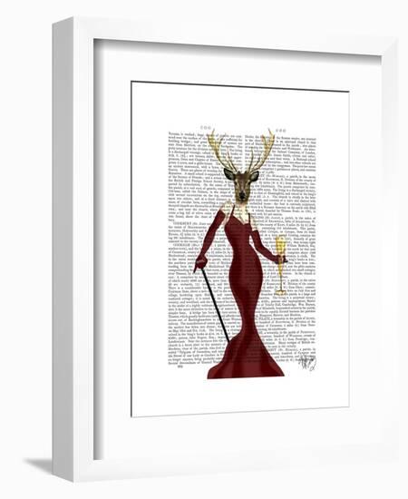 Glamour Deer in Marsala-Fab Funky-Framed Art Print