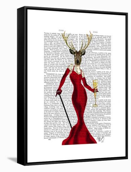 Glamour Deer in Red-Fab Funky-Framed Stretched Canvas