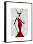 Glamour Deer in Red-Fab Funky-Framed Stretched Canvas