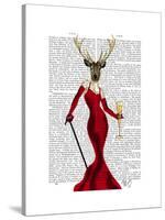 Glamour Deer in Red-Fab Funky-Stretched Canvas