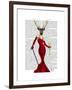 Glamour Deer in Red-Fab Funky-Framed Art Print