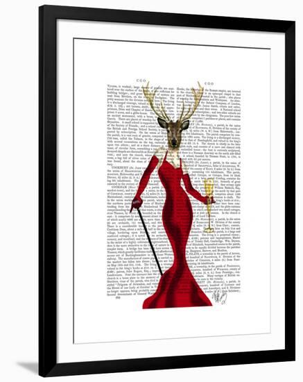 Glamour Deer in Red-Fab Funky-Framed Art Print