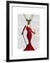 Glamour Deer in Red-Fab Funky-Framed Art Print