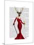 Glamour Deer in Red-Fab Funky-Mounted Art Print