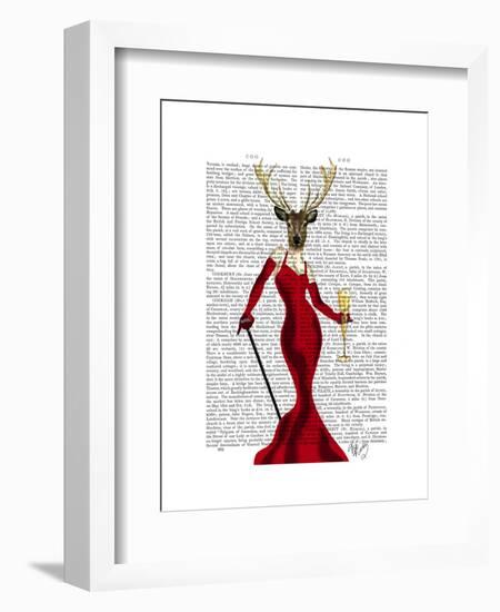 Glamour Deer in Red-Fab Funky-Framed Art Print