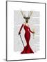 Glamour Deer in Red-Fab Funky-Mounted Art Print
