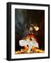 Glamour Woman in White Dress and Dragon-Netfalls-Framed Photographic Print