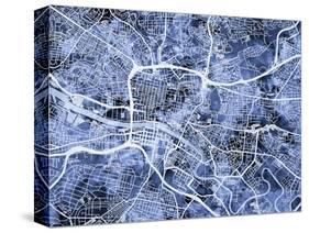 Glasgow City Street Map-Michael Tompsett-Stretched Canvas