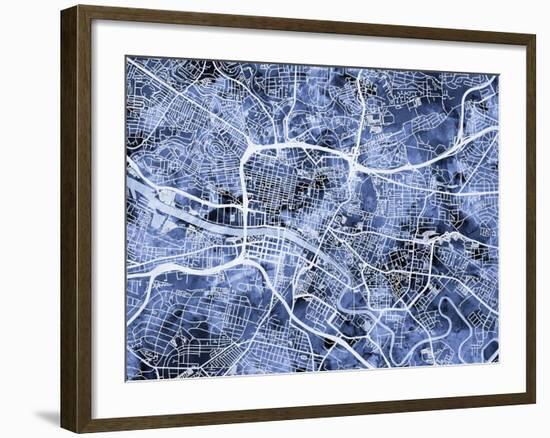 Glasgow City Street Map-Michael Tompsett-Framed Art Print